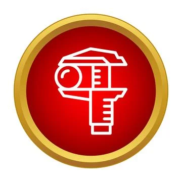 Caliper measurement tool icon engineering precision button Stock Illustration