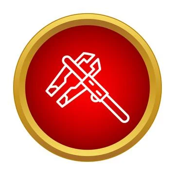 Caliper measurement tool on red circle icon Stock Illustration