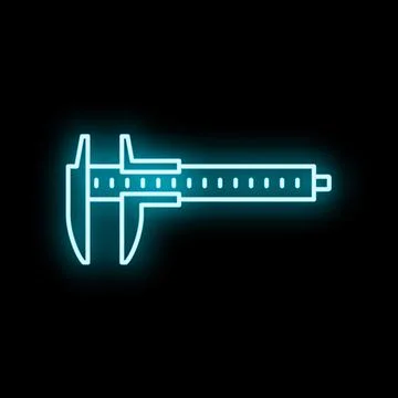 Caliper neon line icon measuring precision engineering Stock Illustration