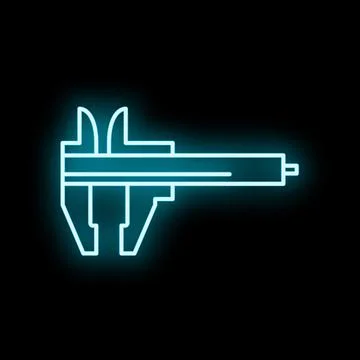 Caliper neon outline measuring engineering precision tool Stock Illustration
