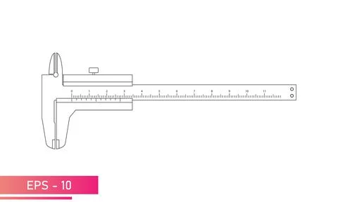Caliper with numeric scale. Lines design on a white background. Tools for Stock Illustration