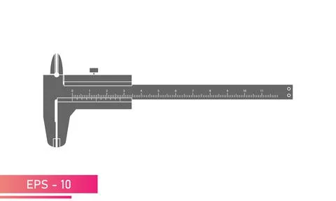Caliper with numeric scale. Single-color version on a white background. Tools Stock Illustration