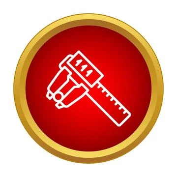 Caliper tool measuring component in red gold circle Stock Illustration