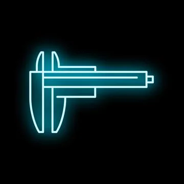 Caliper tool measuring precision with blue neon glow Stock Illustration