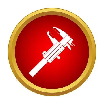 Caliper tool measuring precision engineering in red circle Stock Illustration