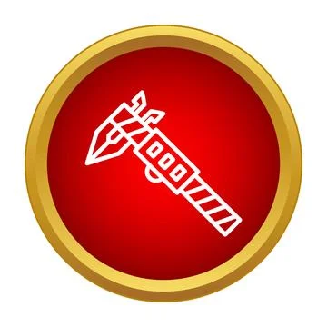 Caliper tool measuring precision engineering icon on red button Stock Illustration