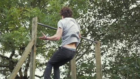 Calisthenics Back Clap Pull Up Stock Footage