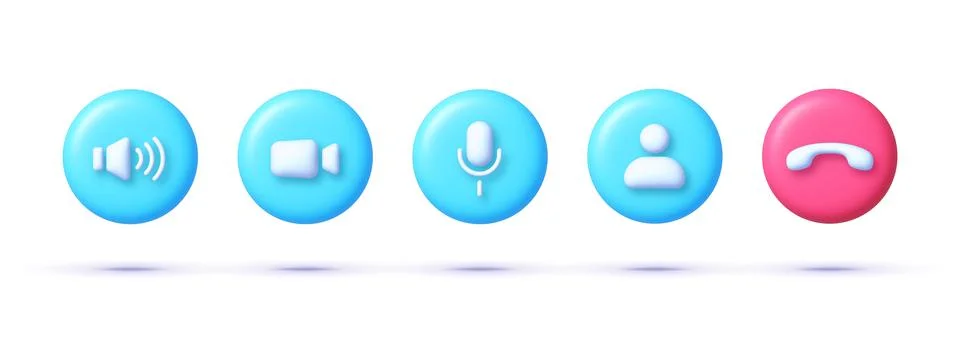 Call 3D icon set. Telephone sign. Communication concept. Call symbol. Vector Stock Illustration