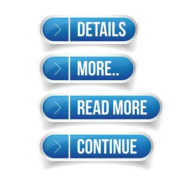 Call to action button set - Details, More, Read more, Continue Illustrazione stock