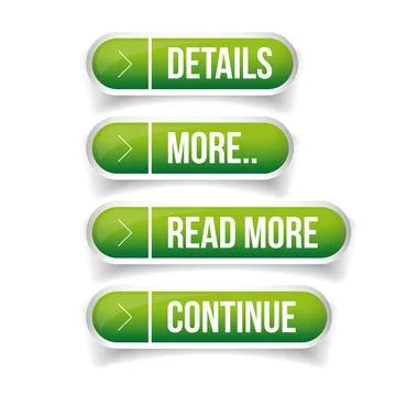 Call to action button set - Details, More, Read more, Continue Stock Illustration