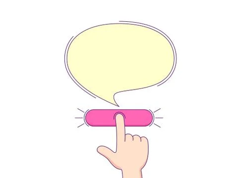 Call to action with copy space for text. Cartoon human hand push the button b 库存插图