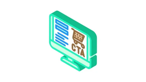 Call to action cta ux ui isometric icon animation Stock Footage 327286547