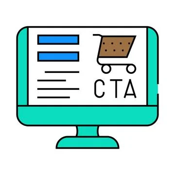 Call to action cta ux ui icon color illustration Stock Illustration