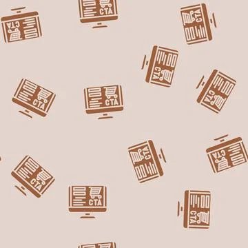 Call to action cta ux ui glyph vector seamless pattern Stock Illustration