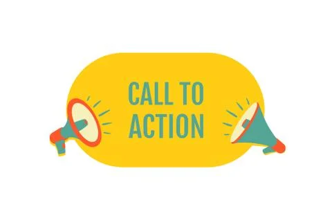 Call to action. Megaphone with bubble speech. Sticker for promotion and adver イラスト素材