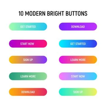 Call to action web buttons set. Gradient and bright color design for web page. 스톡 일러스트
