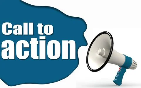 Call to action word with megaphone Stock Illustration