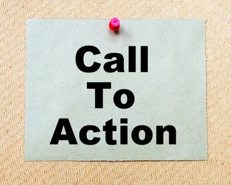 Call To Action written on paper note pinned with red thumbtack Stock Photos