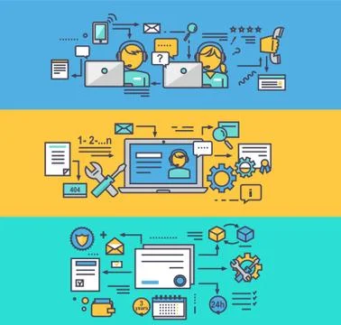 Call and Technical Support. Guarantee Maintenance Stock Illustration