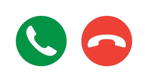 Call answer and reject buttons on white isolated background. Stock Illustration