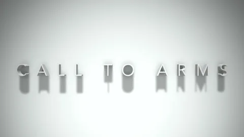 call to arms 3D title animation white te... | Stock Video | Pond5