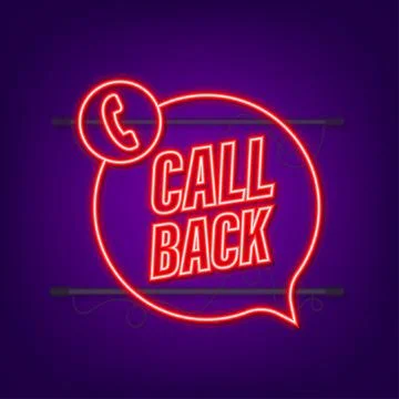 Call back. Information technology. Telephone neon icon. Customer service. Vector Stock Illustration