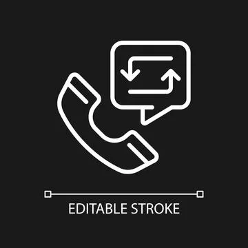 Call back option pixel perfect white linear icon for dark theme 스톡 일러스트