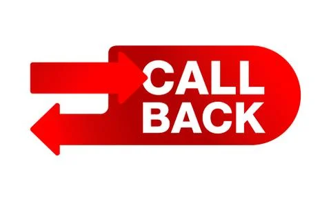 Call Back red button with reciprocal arrows Stock Illustration
