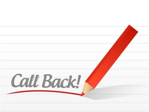 Call back written on a white paper Stock Illustration
