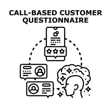 Call based customer questionnaire collecting feedback and user opinion Stock Illustration