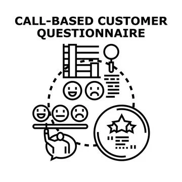 Call based customer questionnaire obtaining valuable feedback 스톡 일러스트