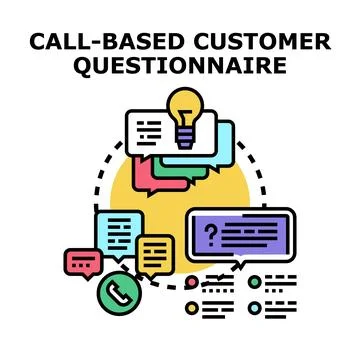 Call based customer questionnaire providing valuable feedback insights Stock Illustration