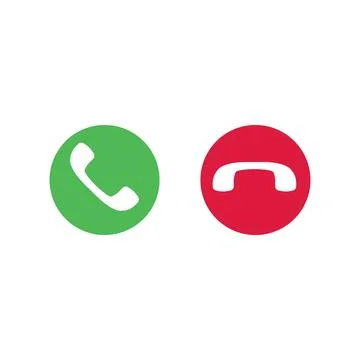 Call button icon set. Accept and decline phone icons. Answer and reject symbo Stock Illustration