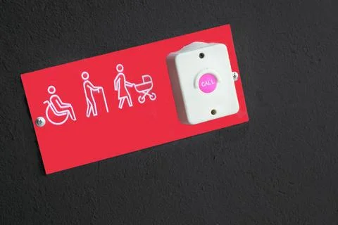 Call button for staff to help visitors, people with disabilities. Receiving mail Stock Photos