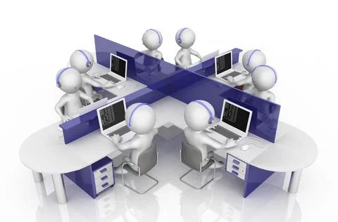 Call center with 3D figures Illustrazione stock