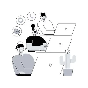 Call center abstract concept vector illustration. Stock Illustration