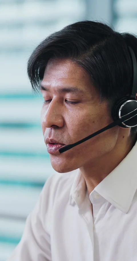 Call center, agent and chat with business asian man in office for communication Stock Footage 331628693