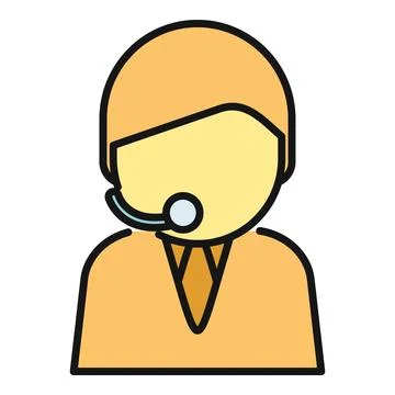 Call center agent helping customers with communication headset Stock Illustration