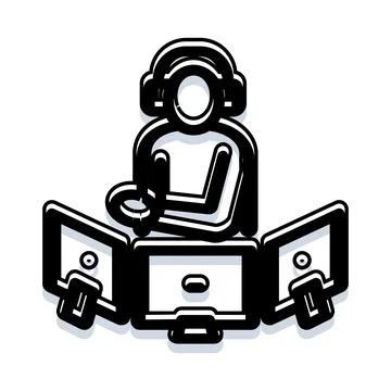 Call center agent providing customer support service Illustrazione stock