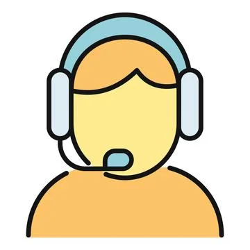 Call center agent wearing headset providing customer support Stock Illustration