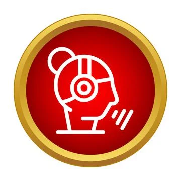 Call center agent wearing headset speaking in icon Stock Illustration
