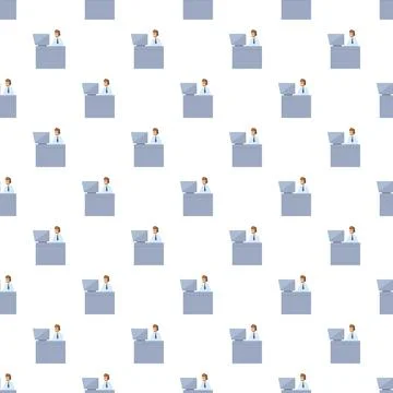 Call center agent working on laptop seamless pattern 스톡 일러스트
