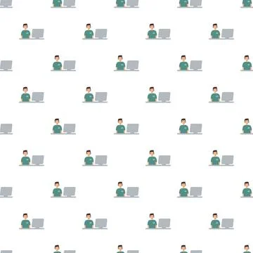 Call center agent working seamless computer pattern Illustrazione stock