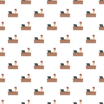 Call center agent working seamless pattern Stock Illustration