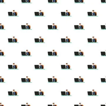 Call center agents working seamless pattern desktop support Stock Illustration
