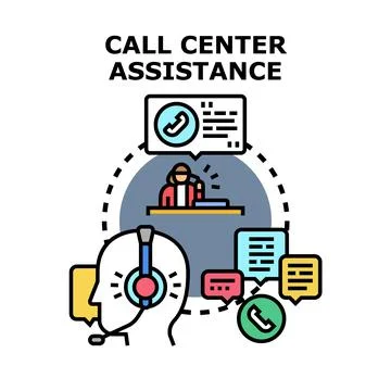 Call center assistant providing customer service and support Stock Illustration