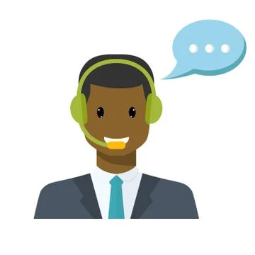 Call center avatar in a flat style with a headset Stock Illustration