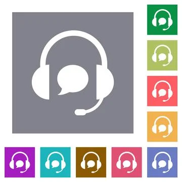 Call center with chat bubble solid square flat icons Illustrazione stock
