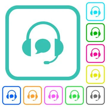 Call center with chat bubble solid vivid colored flat icons Stock Illustration