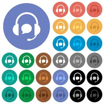 Call center with chat bubble solid round flat multi colored icons Stock Illustration